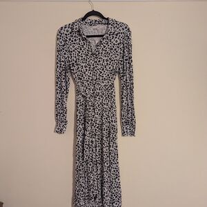 NWT Loft Black and White Snow Leopard Print Dress
